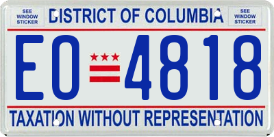 DC license plate EO4818