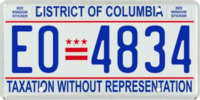 DC license plate EO4834