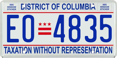 DC license plate EO4835