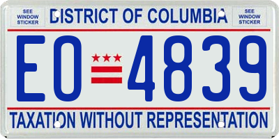 DC license plate EO4839