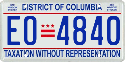 DC license plate EO4840