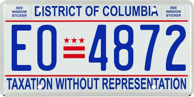 DC license plate EO4872