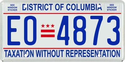 DC license plate EO4873