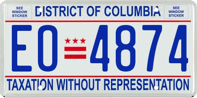 DC license plate EO4874