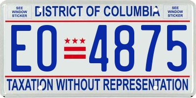 DC license plate EO4875