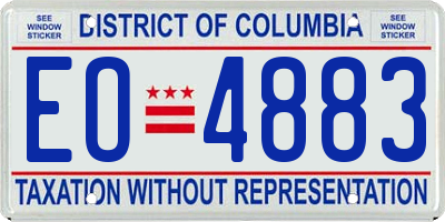 DC license plate EO4883