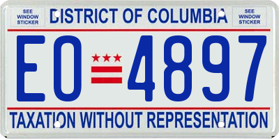 DC license plate EO4897