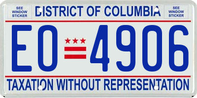 DC license plate EO4906