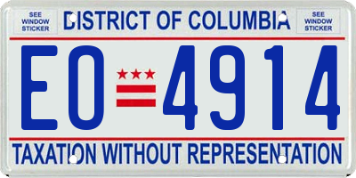 DC license plate EO4914