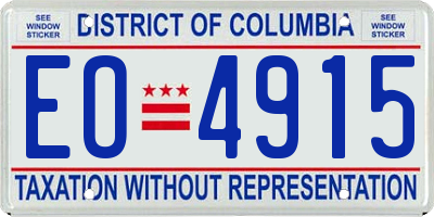 DC license plate EO4915