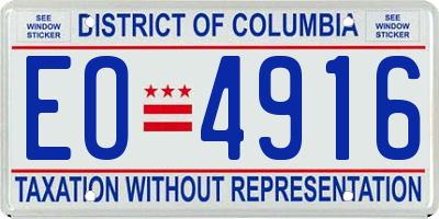 DC license plate EO4916