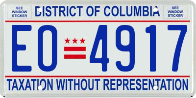 DC license plate EO4917