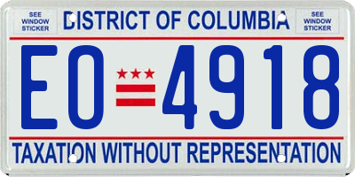 DC license plate EO4918