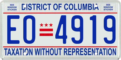 DC license plate EO4919