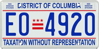 DC license plate EO4920