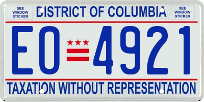 DC license plate EO4921