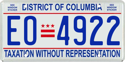 DC license plate EO4922