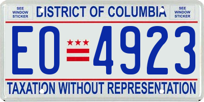DC license plate EO4923
