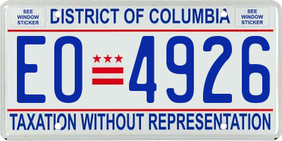 DC license plate EO4926