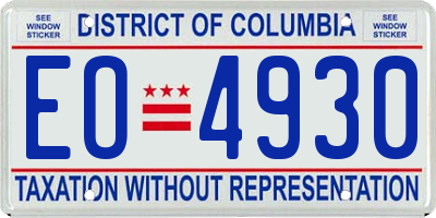 DC license plate EO4930