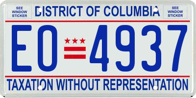 DC license plate EO4937