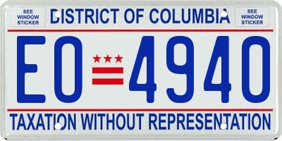 DC license plate EO4940