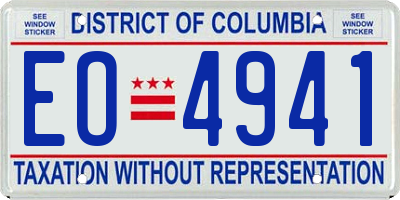 DC license plate EO4941