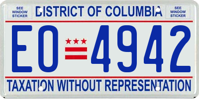 DC license plate EO4942