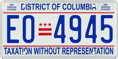 DC license plate EO4945