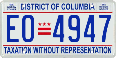 DC license plate EO4947