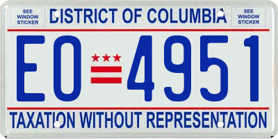 DC license plate EO4951