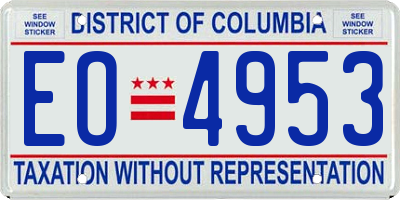 DC license plate EO4953