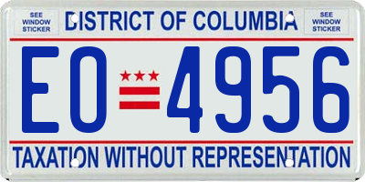 DC license plate EO4956