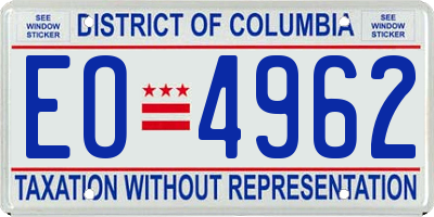 DC license plate EO4962