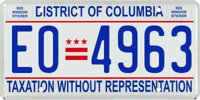 DC license plate EO4963