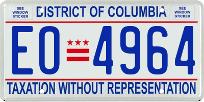 DC license plate EO4964