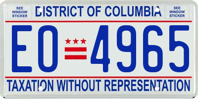 DC license plate EO4965