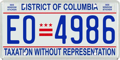 DC license plate EO4986