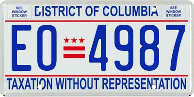 DC license plate EO4987