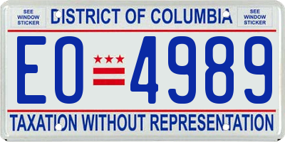 DC license plate EO4989