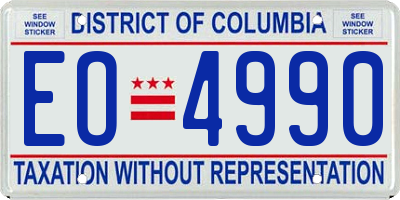 DC license plate EO4990