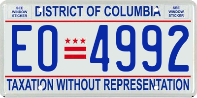 DC license plate EO4992