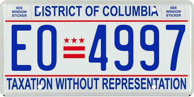 DC license plate EO4997