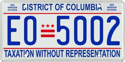 DC license plate EO5002