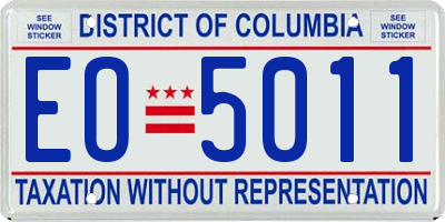 DC license plate EO5011