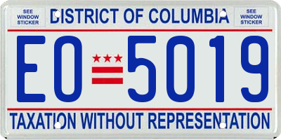 DC license plate EO5019