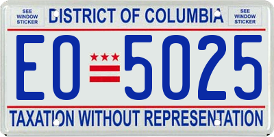 DC license plate EO5025