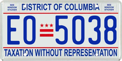 DC license plate EO5038