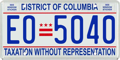 DC license plate EO5040