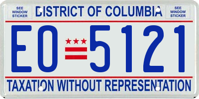 DC license plate EO5121